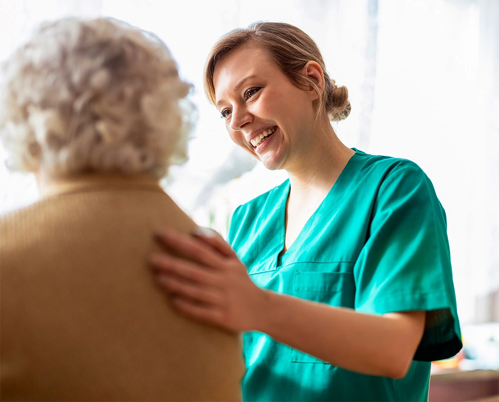 Professional taking care of older patient