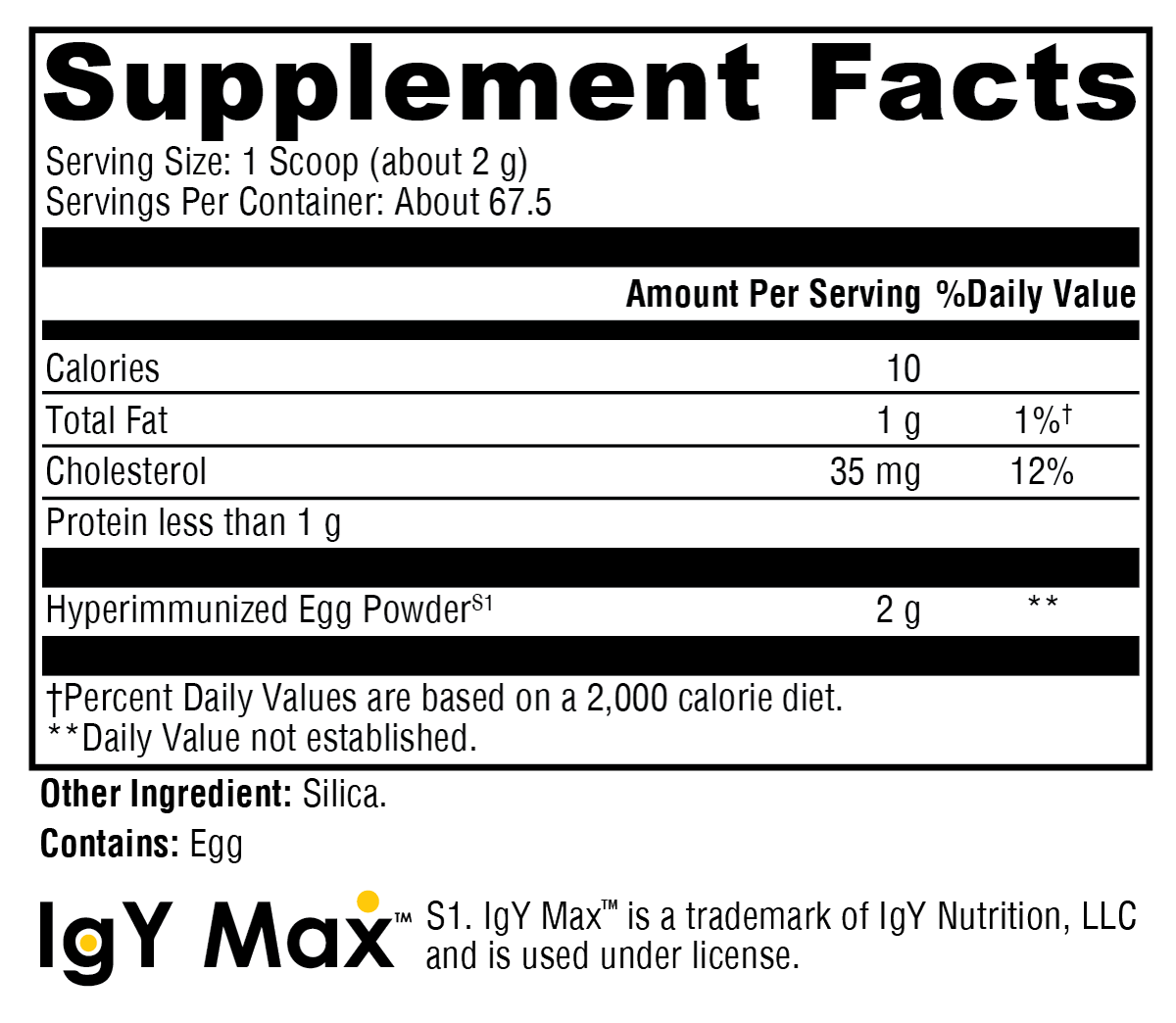 IG-26 DF 67.5-Sv - Hyperimmune Egg Supplement | Xymogen
