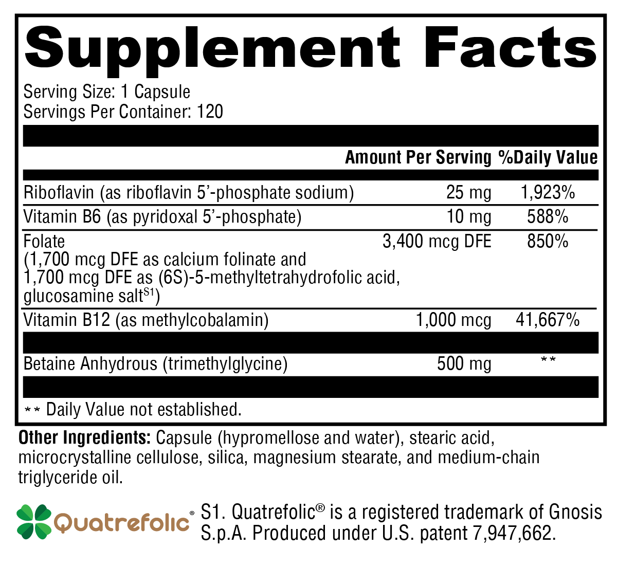 Supplement facts. For more information please call 1 (800) 647-6100