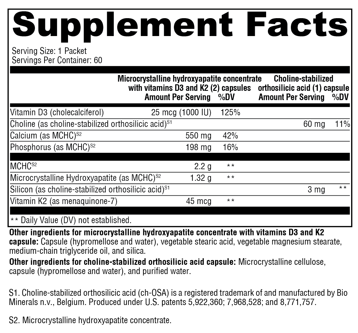 Supplement facts. For more information please call 1 (800) 647-6100