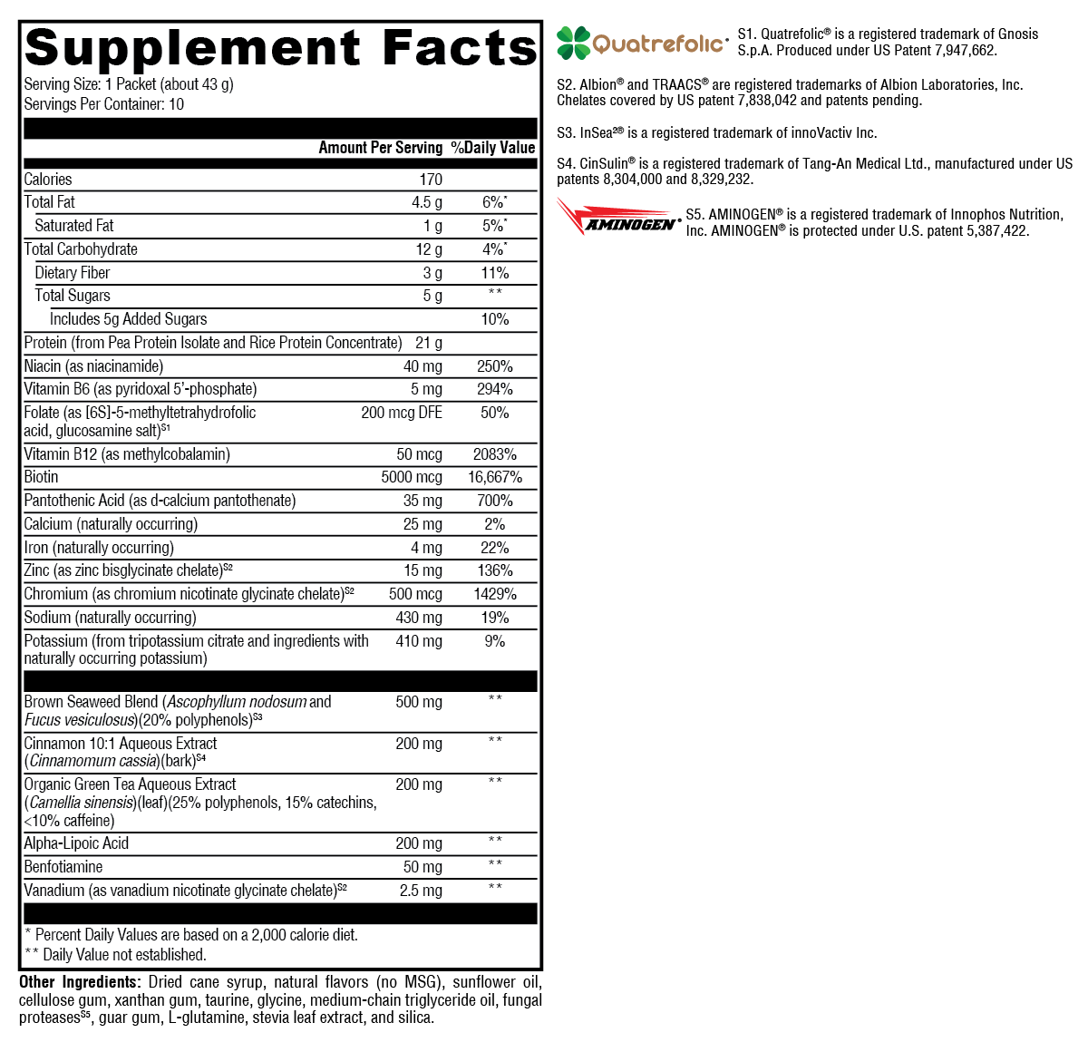 Supplement facts. For more information please call 1 (800) 647-6100