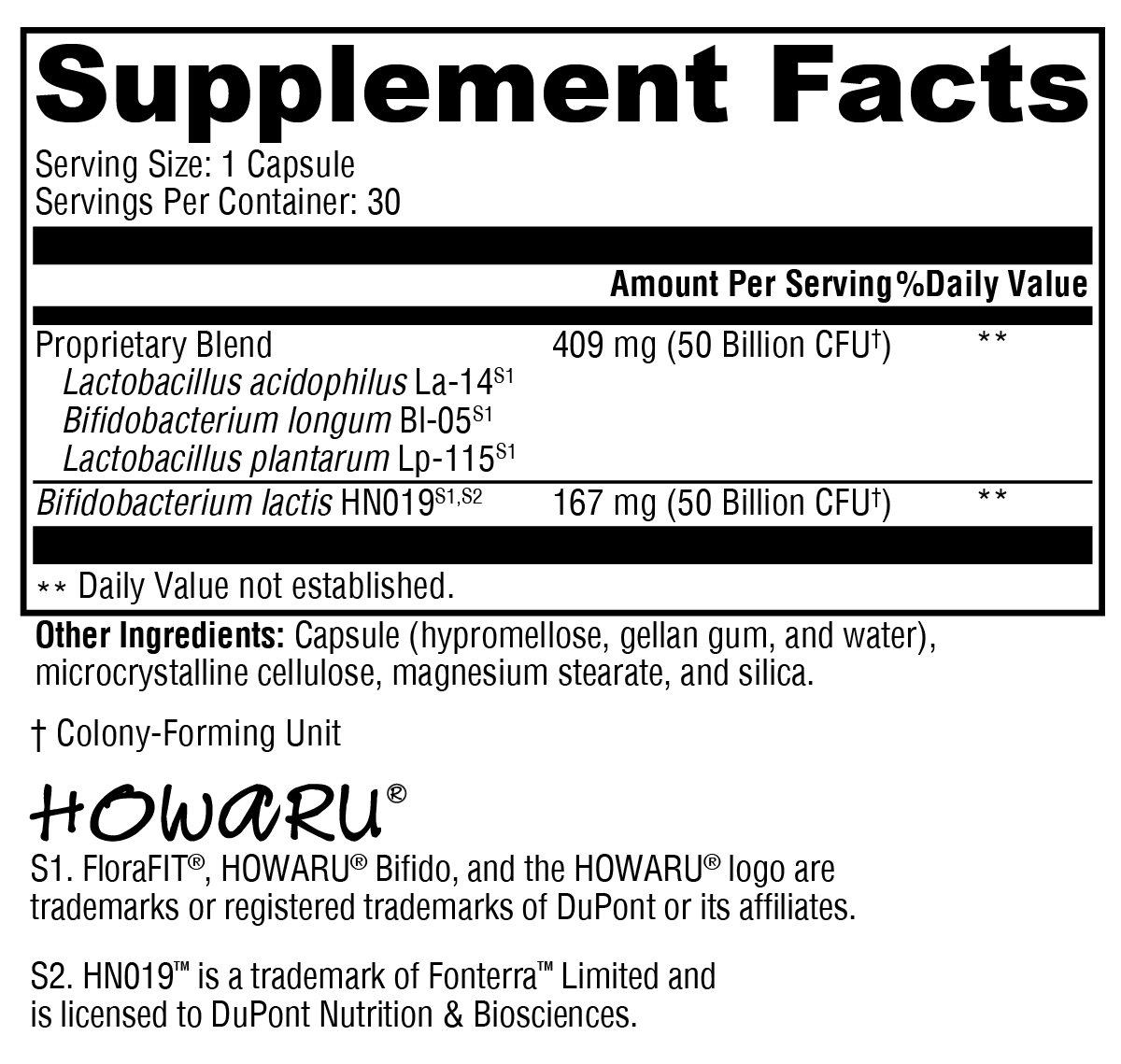 Supplement facts. For more information please call 1 (800) 647-6100