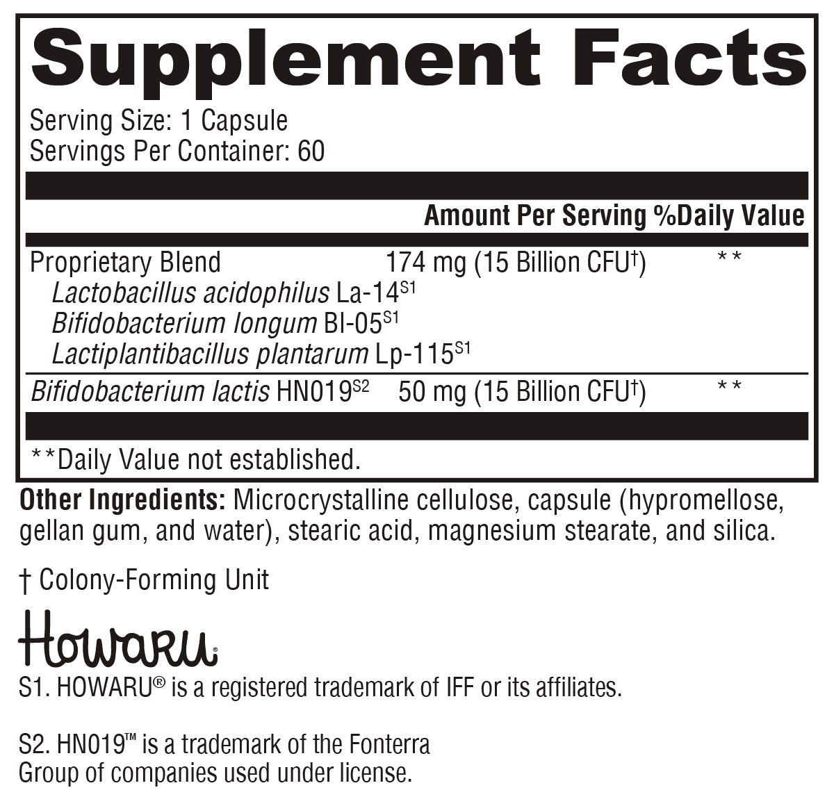 Supplement facts. For more information please call 1 (800) 647-6100