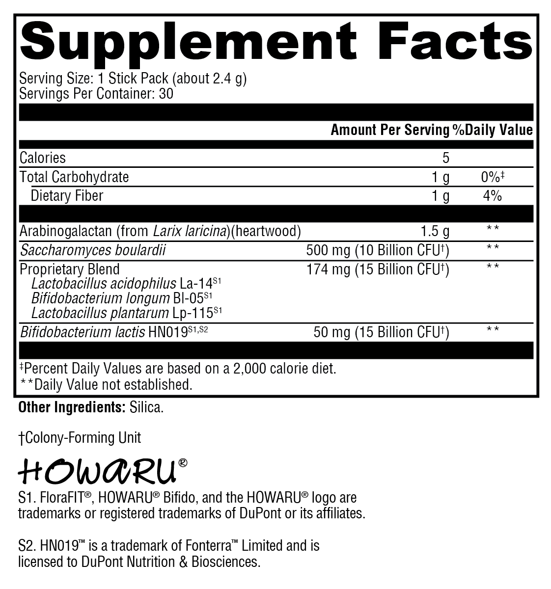 Supplement facts. For more information please call 1 (800) 647-6100