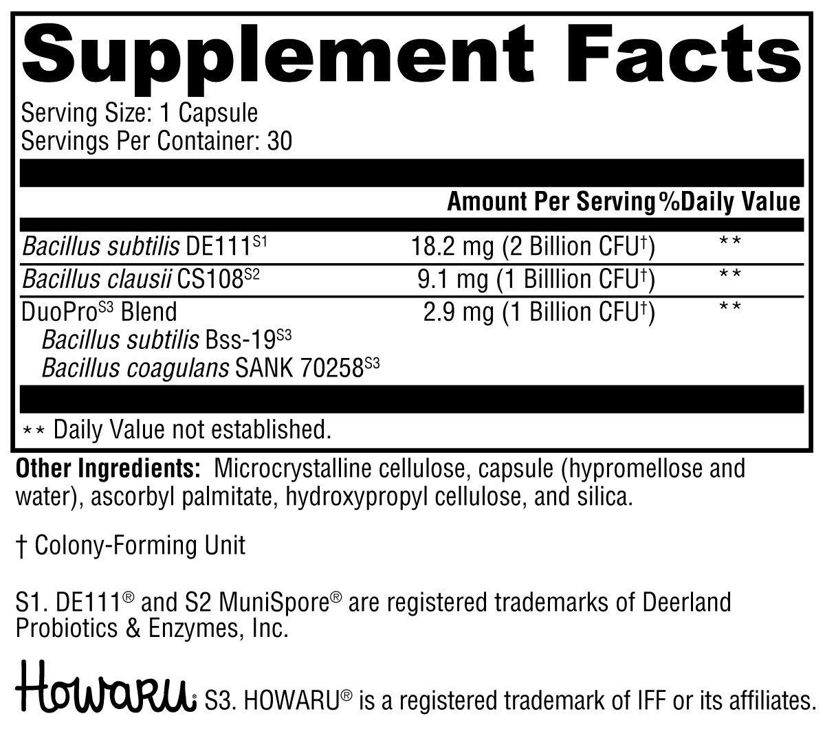 Supplement facts. For more information please call 1 (800) 647-6100