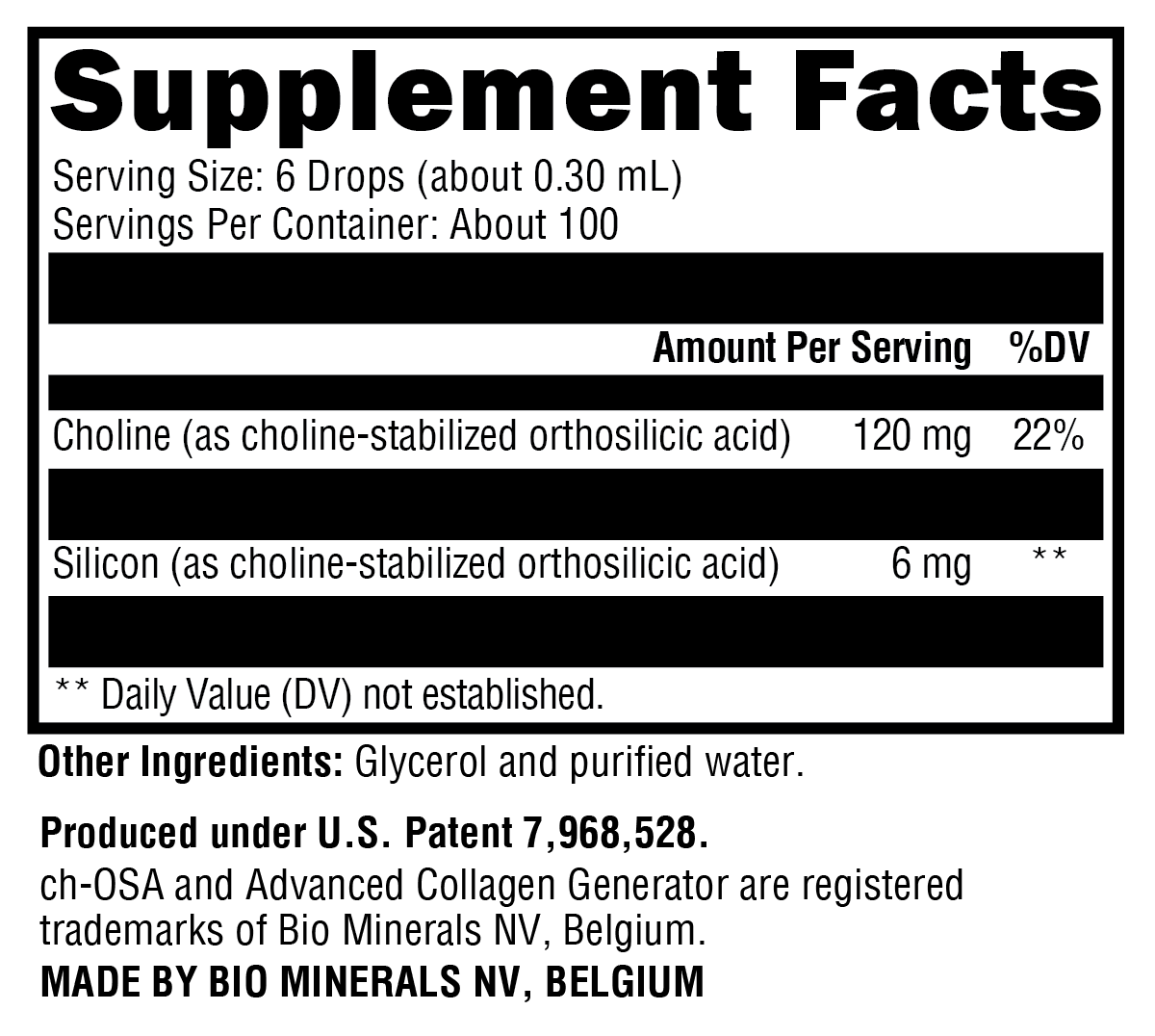 Supplement facts. For more information please call 1 (800) 647-6100