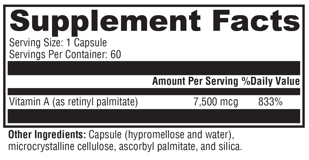 Xcellent-A 7,500 60 C - Vitamin A 25,000 IU | Xymogen